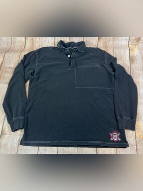 Men’s Vintage Smith Optics Longsleeve Polo Black Shirt Size XL